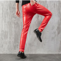 Pantalones De Cuero Para Hombre Ajustados Con Stretch Moda Para Fiestas Y Baile Pantalones Finos De PU Eco-amigable - details 1