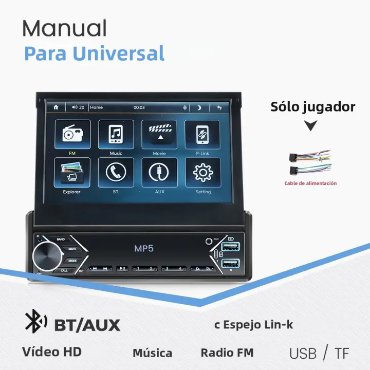 Reproductor Multimedia MP5 Universal 7 Pulgadas HD Con Carplay Y Android Auto Navegación GPS Inalámbrico Mirror Link BT FM AUX Cámara Para Coche - 1