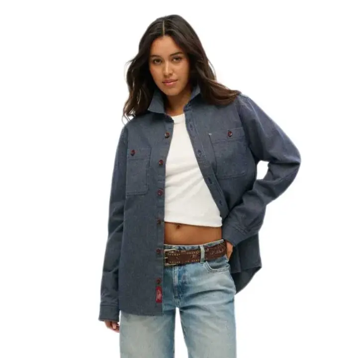 Ropa mujer Chaquetas Superdry Sobrecamisa Merchant Denim Gris - 1