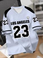Camiseta De Baloncesto Los Angeles 23 Para Hombre Cuello V Manga Corta Casual Y Deportiva Con Impresión Digital Polyester - details 1