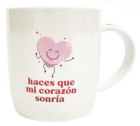 Taza con mensaje Amor: "Haces que mi corazón sonría" en caja de regalo con lazo rojo. Capacidad 360ml. DCasa - details 1