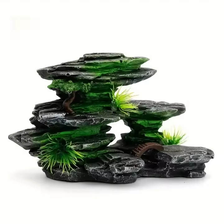 Adorno De Jardín Y Acuario Roca De Resina Creativa Para Tanque De Peces Decoración De Tamaño Medio Para Jarrón De Peces - 1