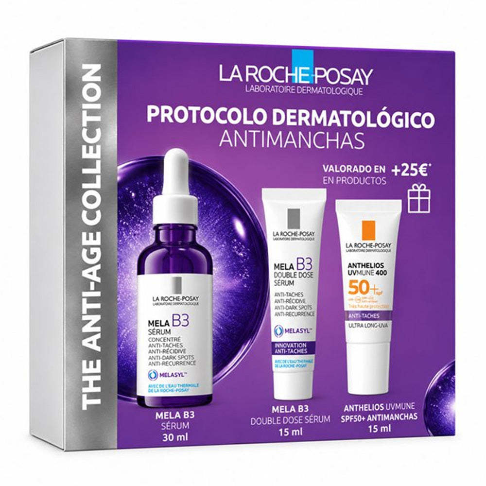 La Roche Posay Mela B3 Serum 30 ml + Regalo Mela B3 Doble Dose Sérum 15 ml y Anthelios Uvmune 400 Fluido Spf50+ 15 ml Pack