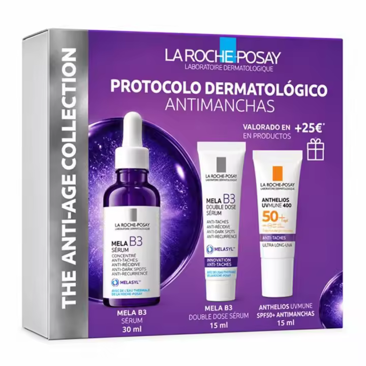 La Roche Posay Mela B3 Serum 30 ml + Regalo Mela B3 Doble Dose Sérum 15 ml y Anthelios Uvmune 400 Fluido Spf50+ 15 ml Pack - 1