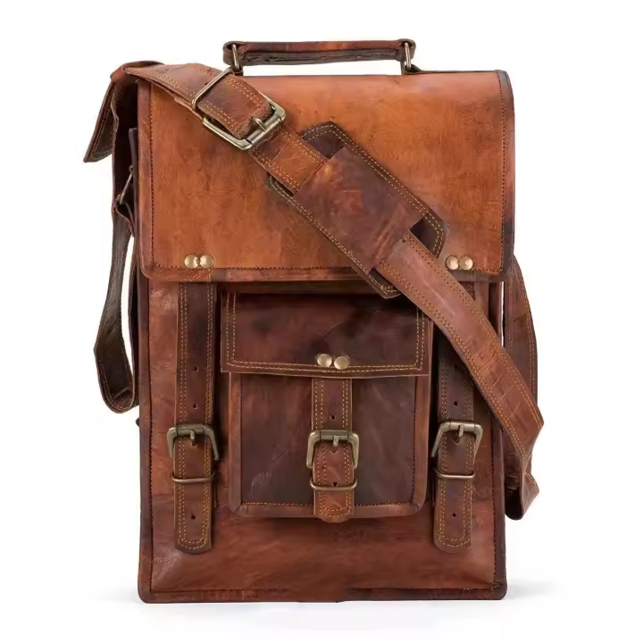 Nuevos Hombres DE LA Vendimia Marron Cuero full flap Messenger laptop Satchel Bolso hombro - 1