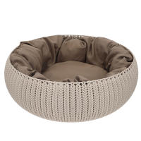 Curver - Cama para perros, medidas de 55x54x21 cm, color arena, incluye cojín de fibra de poliéster lavable con acabado de felpa acolchado, estructura de polipropileno, camas para perros pequeños, cama para mascotas - details 0