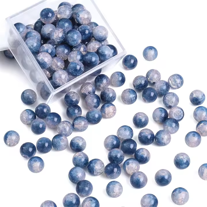 Alrededor De 20 Piezas De Cuentas Redondas De Vidrio Para DIY Joyería Combinación Doble De Flores Fragmentadas Hechas a Mano - 1