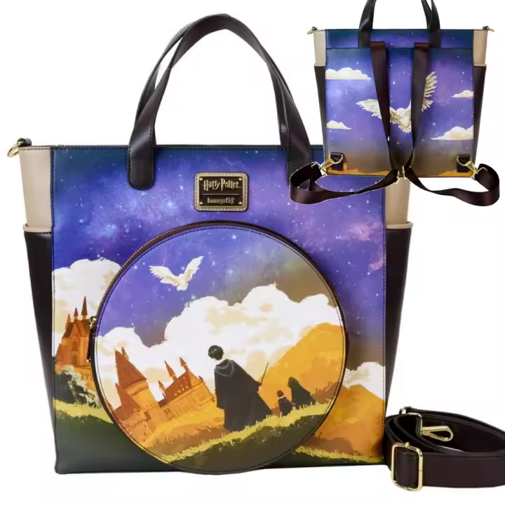 LOUNGEFLY  Bolso convertible mochila  Hogwarts Harry Potter  mujer hombre Hedwig Ron Weasley Hermione Granger   Loungefly Backpack - 1