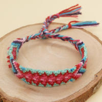 Pulsera Bohemia Ajustable De Algodón Tejida Con Patrones Geométricos Exóticos Para Hombres Y Mujeres Pulsera De Cadena Con Cordón Universal - details 2