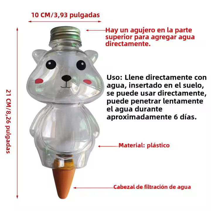 Sistema De Riego Automático Para Plantas En Maceta 500ML Oso Encantador Herramienta De Riego Para Interior Jardín Hogar - 1