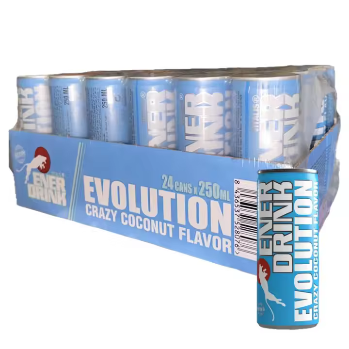 Enerdrink evolution bebida energetica Energy sabor Coco Loco Crazy coconut 250ml caja 24u sabor top mezcla - 1