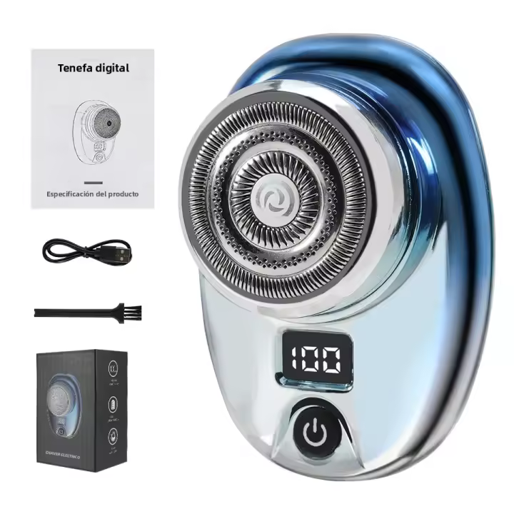 Afeitadora Eléctrica Mini Portátil Para Hombres Carga Rápida 1 Hora Pantalla Digital Afeitado Seco Y Humedo Acero Inoxidable - 1