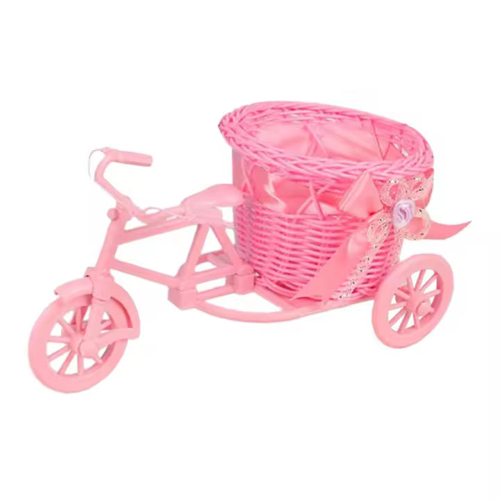 Cesta De Flor Artificial Para Bicicleta Miniatura Regalo De Cumpleaños Decoración Para Jardín Fiesta Bicicleta Planter Stand De Plantas Estilo Artificiales - 1