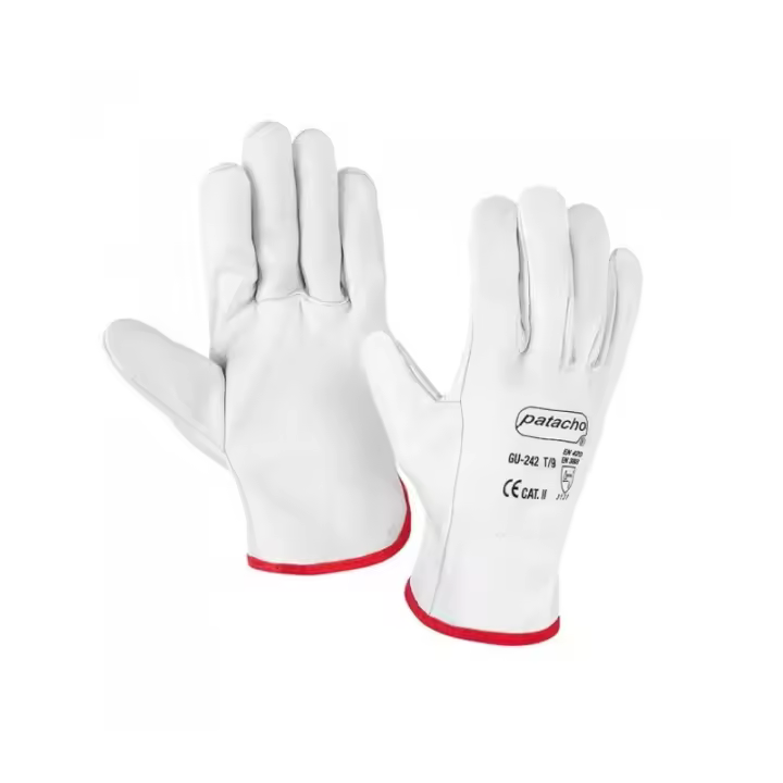 Patacho Guante Piel de Flor Vacuno Reforzado Guantes de Seguridad Piel Flor Vacuno Extra Certificado CE - 12 Pares - 1