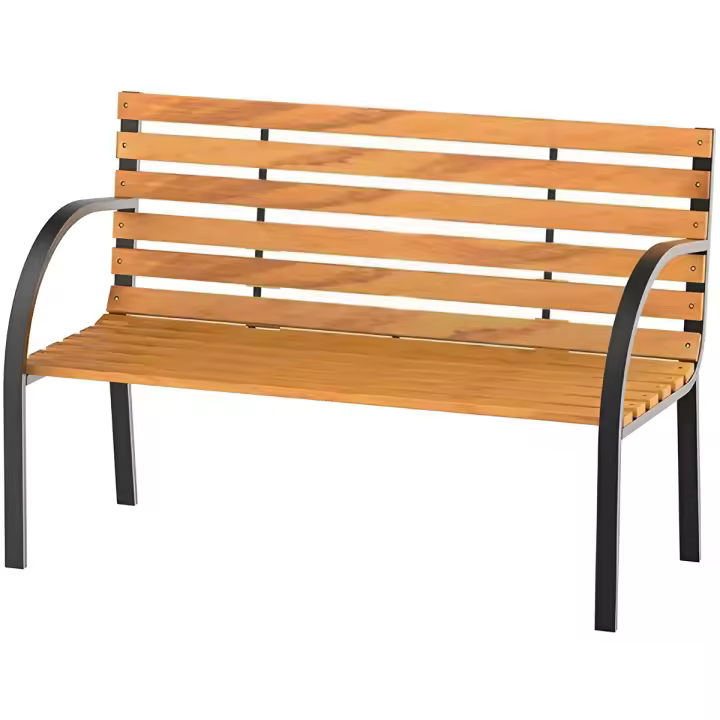 Banco para jardín madera natural 120x80x60 cm - 1