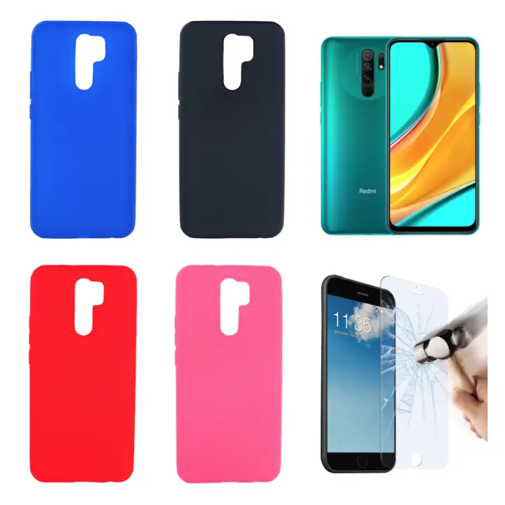Xiaomi Redmi 9 (4G) Funda Gel Silicona TPU GCL + Protector Pantalla Cristal Templado Movilear - 1