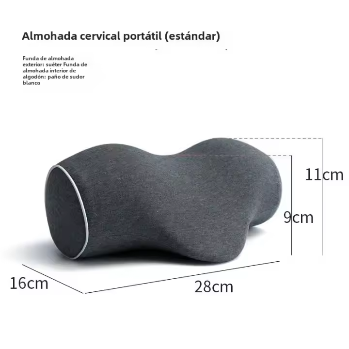Almohada De Espalda Cervical Antiarco Con Soporte De Traction De Memoria PU Almohada De Algodón Puro Portátil Para Descanso Y Terapia - 1