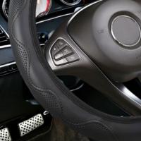 Cubierta De Volante Deportiva De PU Sin Riel Para Coche Universal Adecuada Para Interiores De Coche De 15 Pulgadas En Negro - details 4