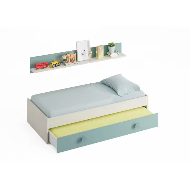 Duérmete Online - Cama nido juvenil con estante Enjoy - Multicolor - Melamina Alta Calidad - 1