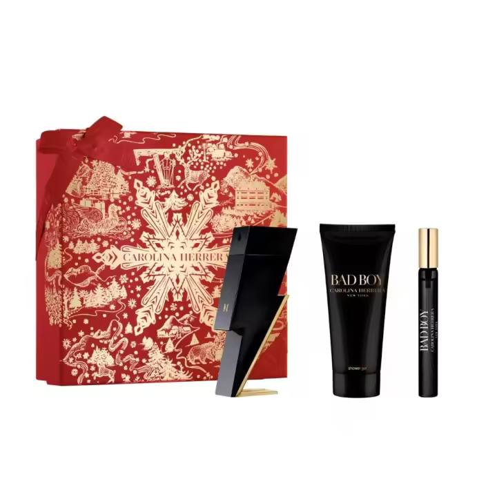 Carolina Herrera - Set regalo Bad Boy Eau de Toilette 50 Ml. + Gel de ducha 100 Ml. + Espray de viaje 10 Ml. - Estuche de regalo para hombre. - 1