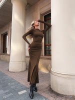 Vestido De Moda Para Mujer Con Mangas Largas Y Cuello Redondo Ajustado Para Otoño E Invierno Fiesta Playa Vestido Largo - details 18