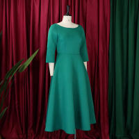 Vestido Elegante Para Mujer 2024 Moderno Cuello Redondo Tres Cuartos Ajustado a La Cadera A-Line Midi Fiesta Cumpleaños Cena Boda - details 20