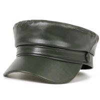 Gorro Militar De Cuero PU Para Mujeres Moda Otoño Invierno Beret Plano Casual Unisex Para Exteriores Y Pintores - details 10
