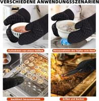 ZbazamgP Manoplas Horno Guantes de Cocina Algagón: 2 Antideslizante Manoplas Cocina Y 2 Juego de Mantel Individual - Guantes para Horno Diseño Antideslizante de Silicona para Cocinar Hornear near Microonda Negro - details 4