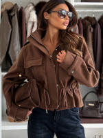 Nueva Moda Chaqueta De Mujer Con Cierre De Cremallera Larga Para Otoño E Invierno Estilo Elegante Oficina Abierta Por Zíper Casual Gruesa - details 7