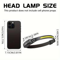 Linterna Frontal LED Multifuncional Con Sensor De Movimiento Recargable Por USB Y Lámparas De Fondo COB Para Camping, Senderismo Y Pesca - details 2