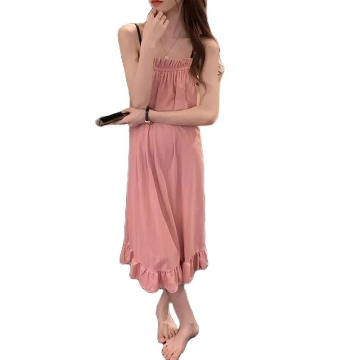 Bata De Noche Feminina Elegante Y Sexy Con Aros Pijama Verano Dormir Estilo Princesa Transpirable Vestido Sólido Casual