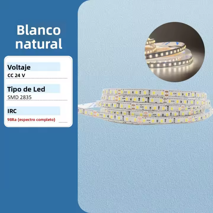 Tira De Luz LED Flexible Ra98 24V 10M 5M SMD2835 120LEDs Alta CRI Iluminación Suave Para El Hogar No Impermeable 6000K - 1