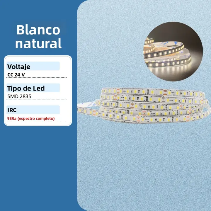 Tira De Luz LED Flexible Ra98 24V 10M 5M SMD2835 120LEDs Alta CRI Iluminación Suave Para El Hogar No Impermeable 6000K - 1