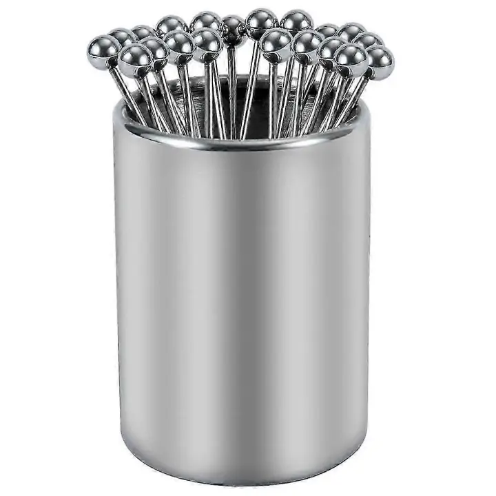 20PCS Metal Cocktail Picks with Holder Kit, Stainless Steel Cocktail Picks, Reusable Cocktail Skewers, Appetizer Skewers Edition - 1