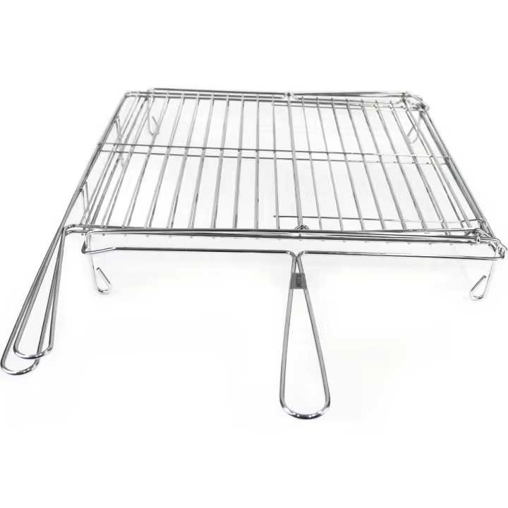 Algon - Parrilla BBQ Giratoria Cromada - Resistente y Duradera - Fácil de Limpiar - Portátil para Exteriores - Ideal para Carnes y Pescados - 1