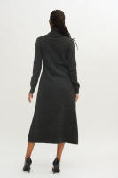 VESTIDO LADY DE PUNTO NEGRO - Vestido Midi Vestido Midi Negro, Black, con Cuello Vuelto, Mangas Largas, Punto, de Color Liso, Elegancia, Poliester, Polyester, Acrilico, Elastano - details 2