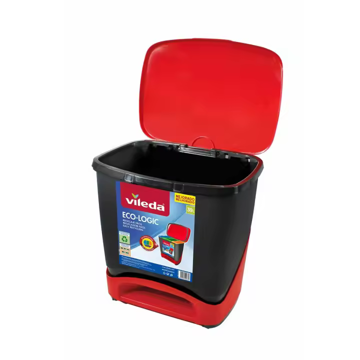 Cubo de basura Vileda ECO-LOGIC Polipropileno 39 L Negro Rojo Rojo/Negro - 1