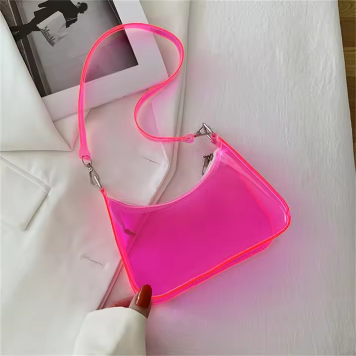 Bolso De Hombro Para Mujer En Gel De Vidrio Transparente Estilo Y2K Pequeño Con Cierre De Cremallera Bolso De Moda Versátil - 1
