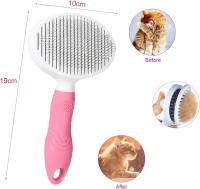 Perros y gatos cepillo auto-limpieza peine cepillo de depilación peine para gatos anti pelo cepillo para mascotas masaje, depilación (Rosa y blanco) - details 0