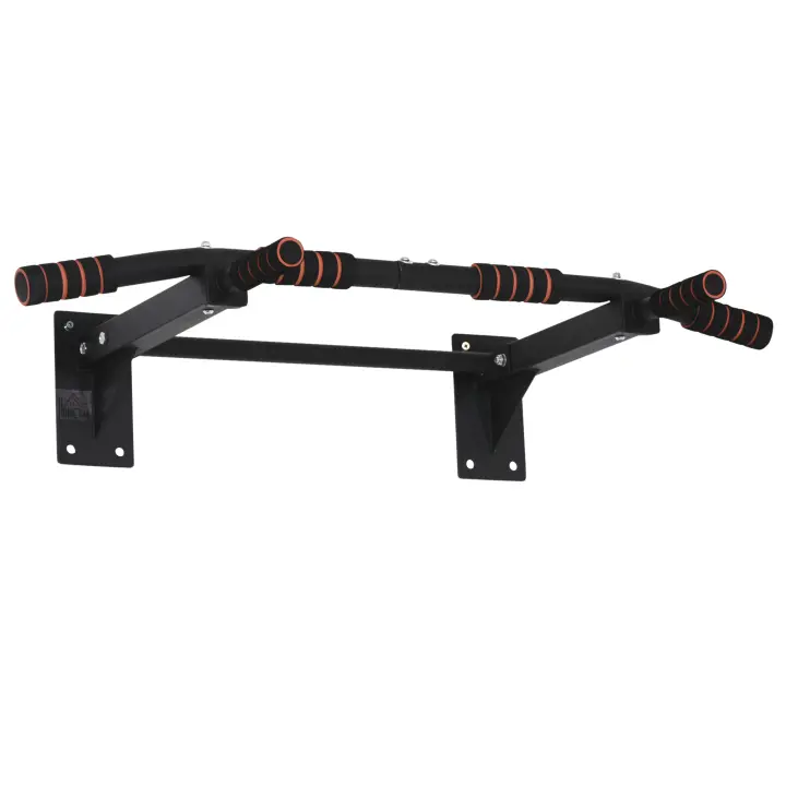 HOMCOM Barra de dominadas fitness acero carga máxima 120 kg montaje pared 94 x 51 x 18 cm negro - 1