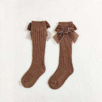 Calcetines De Pierna Alta Para Bebés Niñas Otoño Invierno Algodón Con Gran Lazo Calcetines Calientes Solids Para Niñas De 0 a 5 Años - details 12