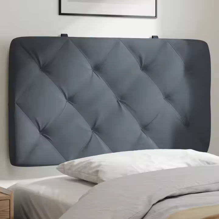 Cabecero de cama acolchado terciopelo gris oscuro 90 cm - 1