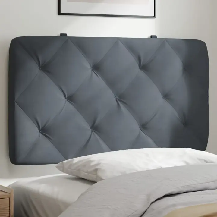 Cabecero de cama acolchado terciopelo gris oscuro 90 cm - 1