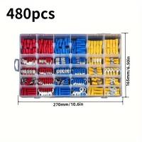 Kit Comprehensivo De Terminales Eléctricos 102/280/300/480pcs Conectores Duros Aislados De Juego De Terminales De Punta Y Anillo Eficientes Para Cableado - details 4