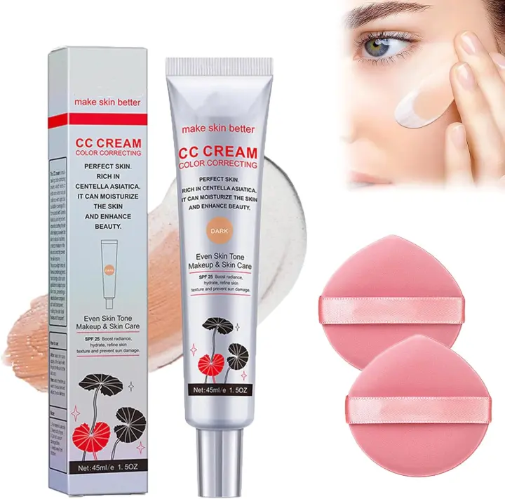 Crema CC Que Cambia De Color Coreana, Crema CC Que Cambia De Color, Cuidado De La Piel Y Maquillaje 2 En 1, Base Hidratante De Color De 45 Ml Con Centella Asiática (Dark) - 1