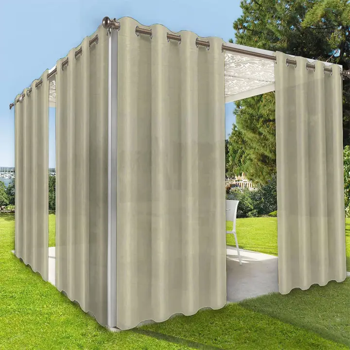 Cortinas De Exterior Impermeables Y Antiviento Con Grommets 2 Piezas Para Gazebos Decorativas Y Privadas Material De Poliéster - 1