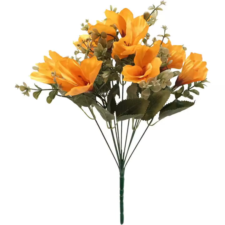 Poenia Arte Floral - Ramo de Flores Artificiales - Fresia Artificial 40cm - Pack de 3 - 1