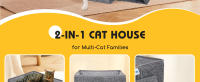 Nobleza - Cueva Plegable para Gatos, Casa para Gatos Interior de 2 Capas, Cubo Multifuncional para Gatos con Tabla Rascadora Extraíble y Bola, Cama para Gatos, 35 x 30 x 30 cm Cat Bed, Gris - details 1