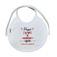 Body , Babero ó Pack Body+Babero para bebé frase : " PAPÁ Y YO TE QUEREMOS INFINITO FELIZ SAN VALENTÍN " Regalo enamorados . Padres Madres Papás Mamás - details 1