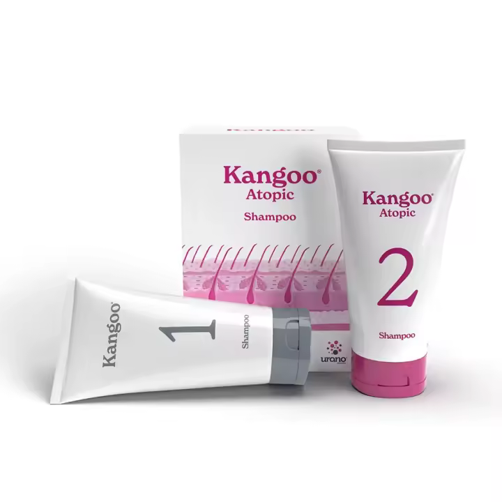 Champú Kangoo Atopic 2 envases de 150 ml Champú dermatológico para perros y gatos con piel sensible Urano - 1